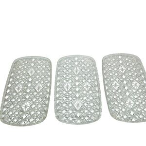 Vintage Trelawney Clear Plastic Serving Tray Lucite Atomic Starburst Set of 3